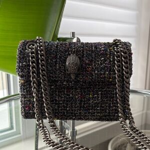 Kurt Geiger Tweed Chain Shoulder Bag in Black Multicolor